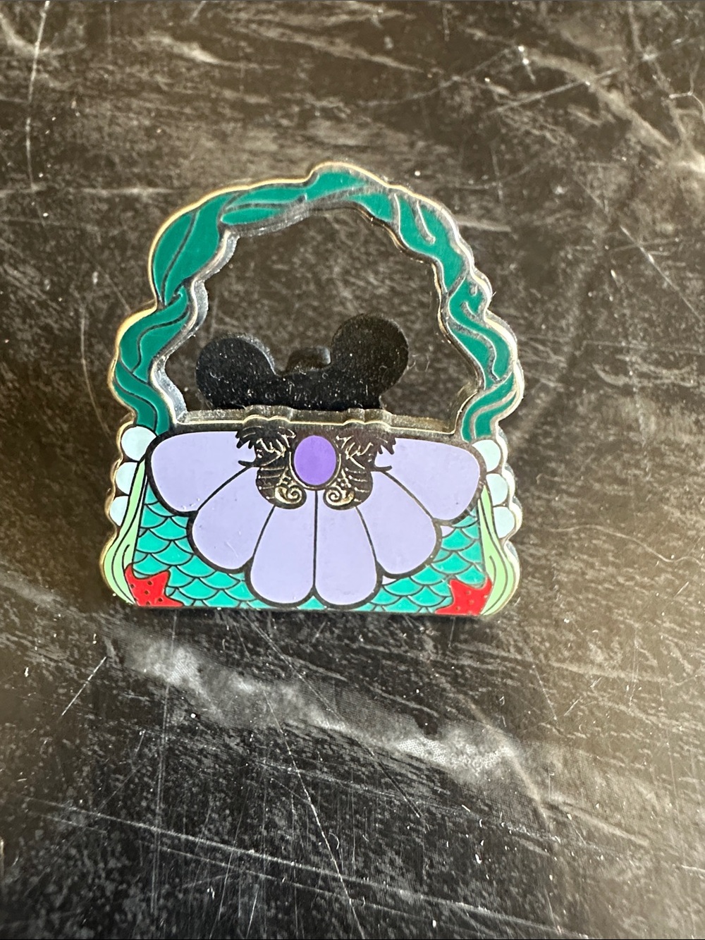 Disney Little Mermaid Purple & Teal Seashell Pin